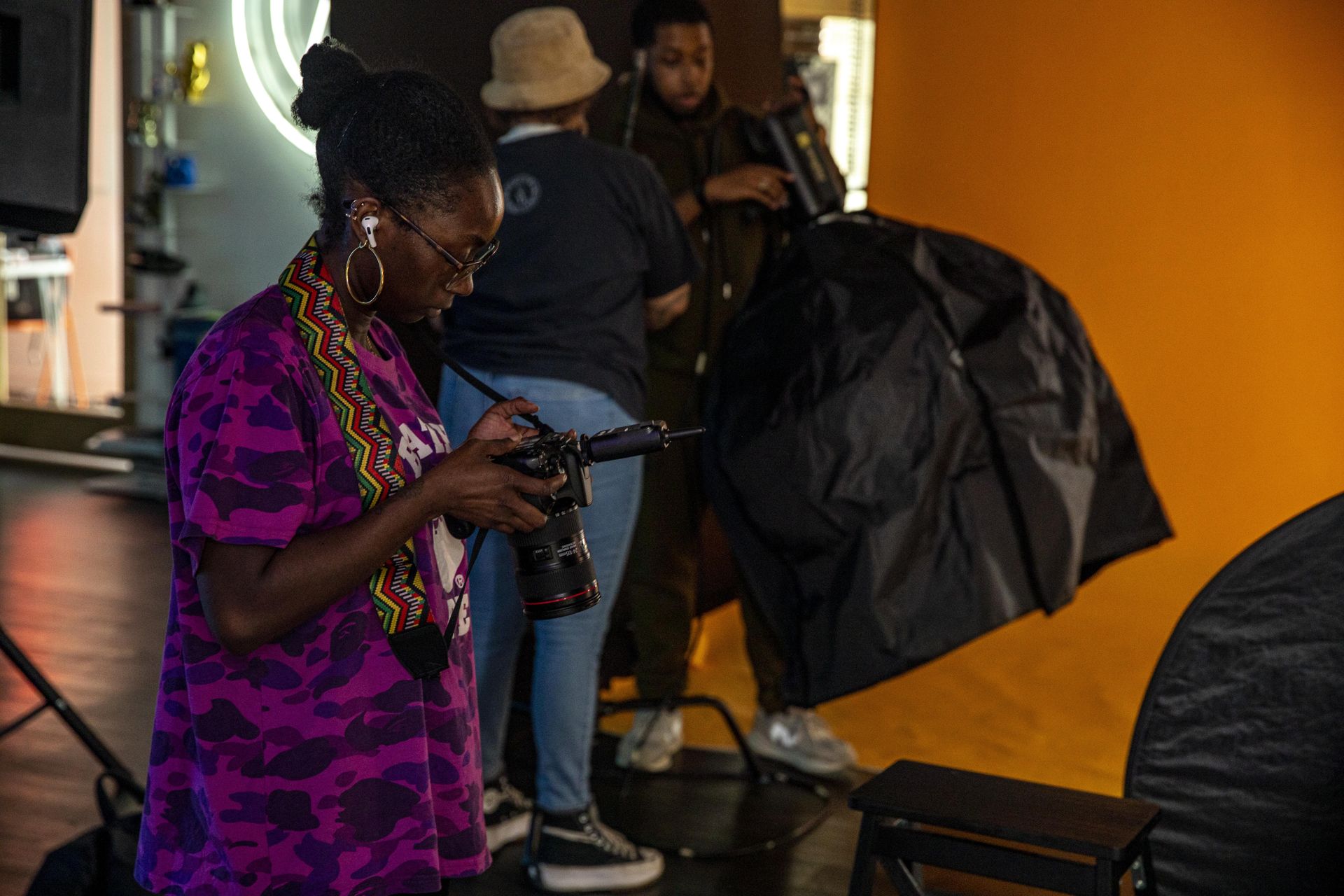 Toshia D working on set of a passion project photoshoot