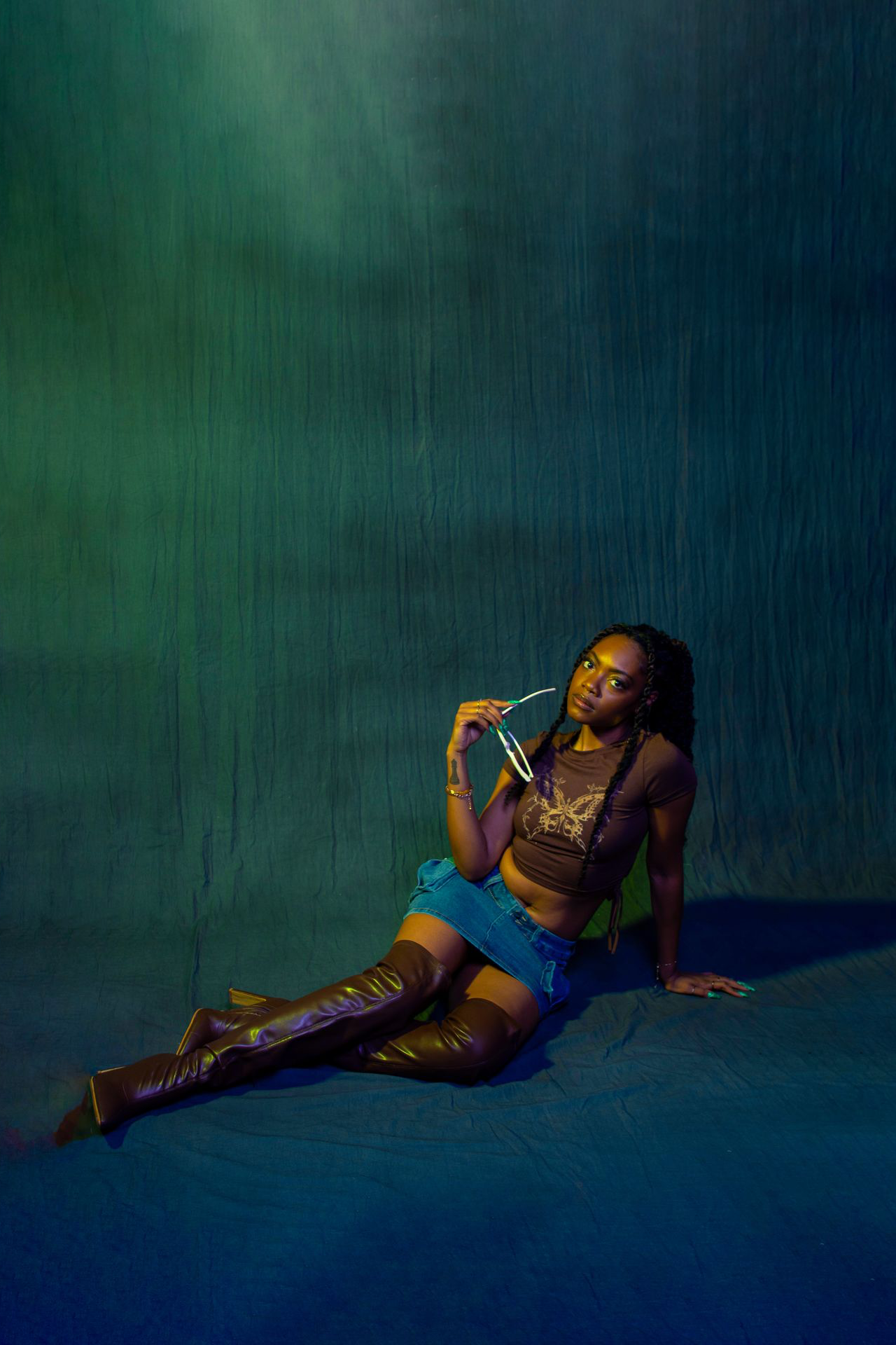 Fashion photoshoot using gel lighting photographed by Toshia D.