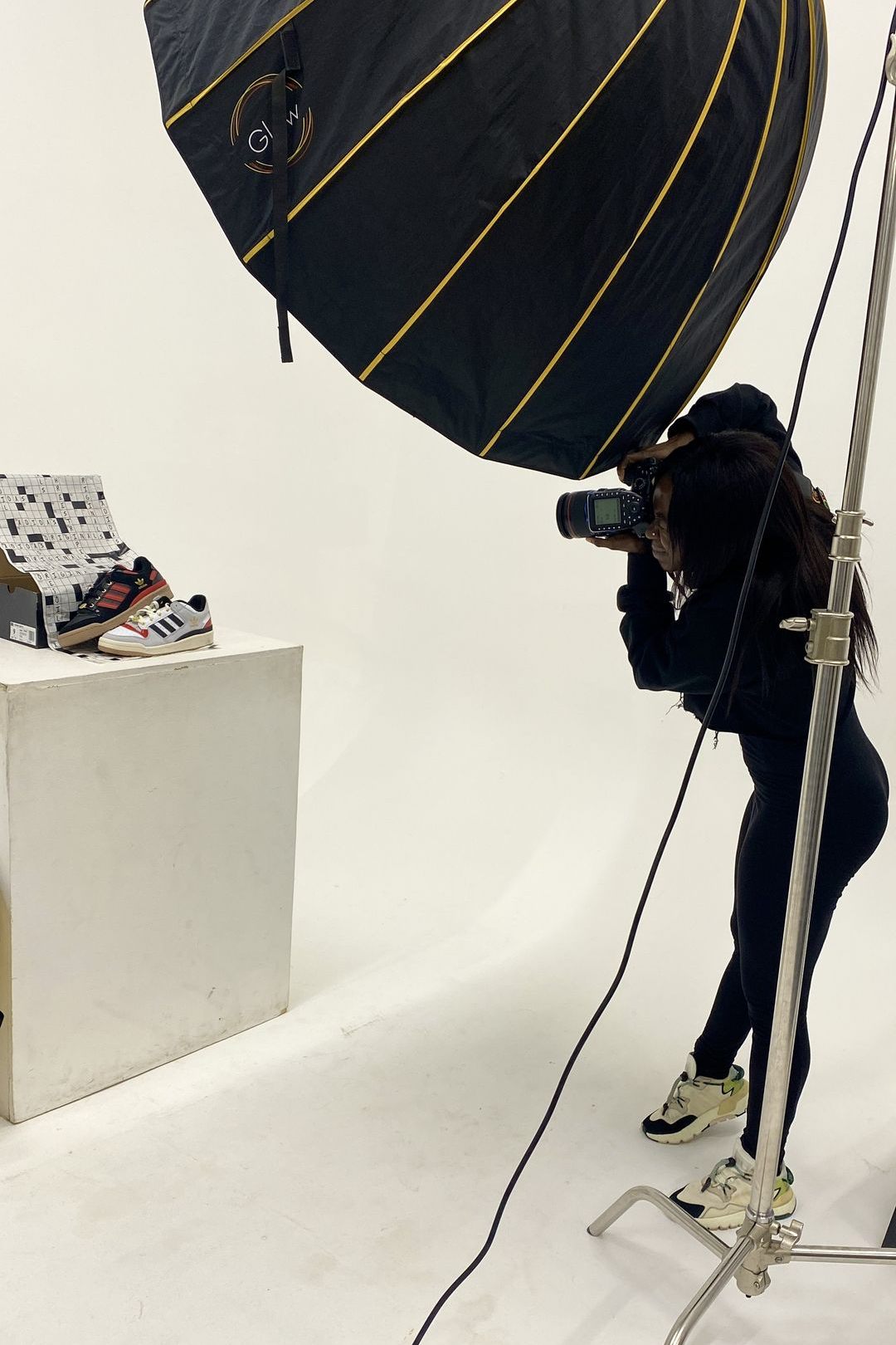 On set for Adidas with Toshia D