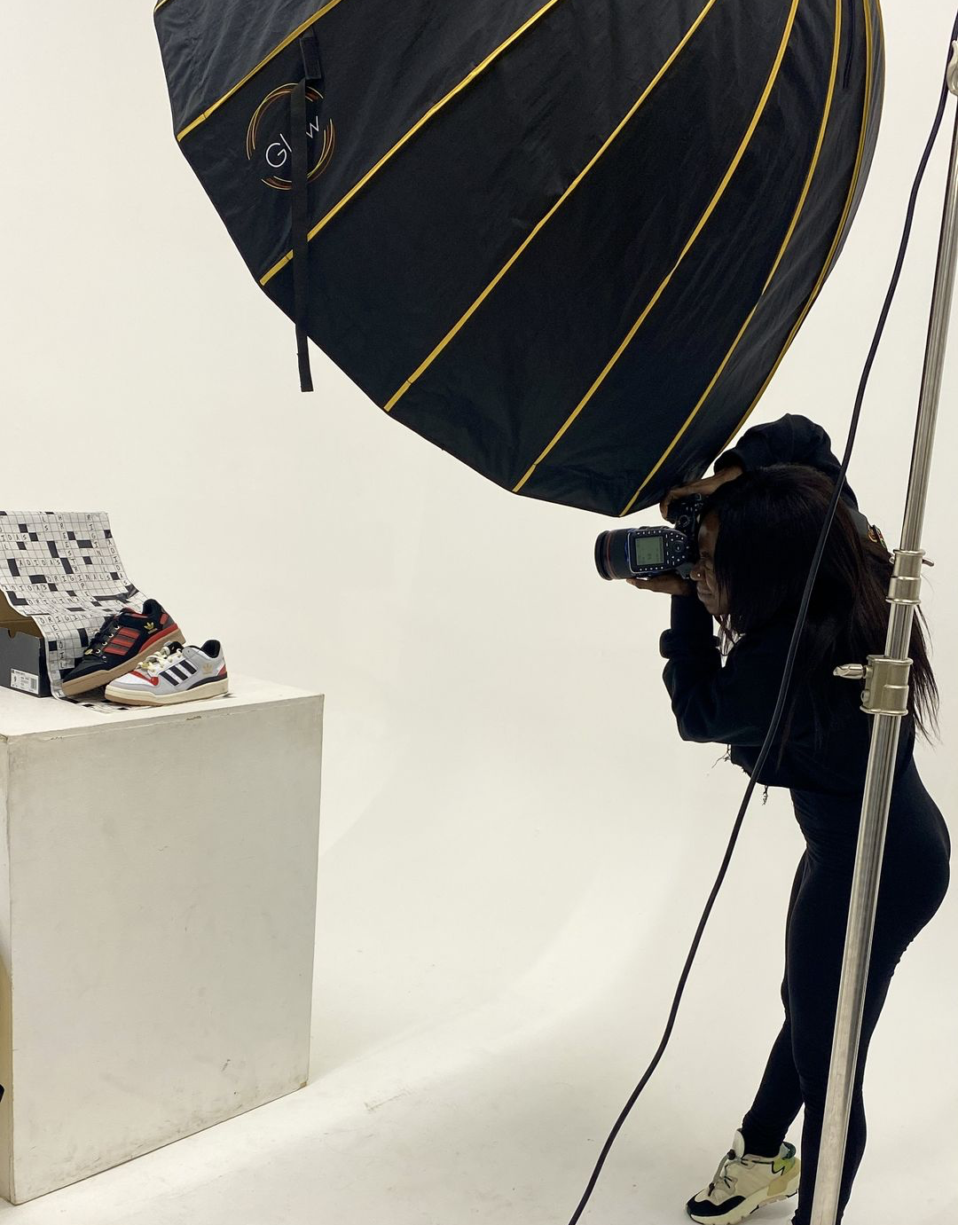 On set for Adidas with Toshia D