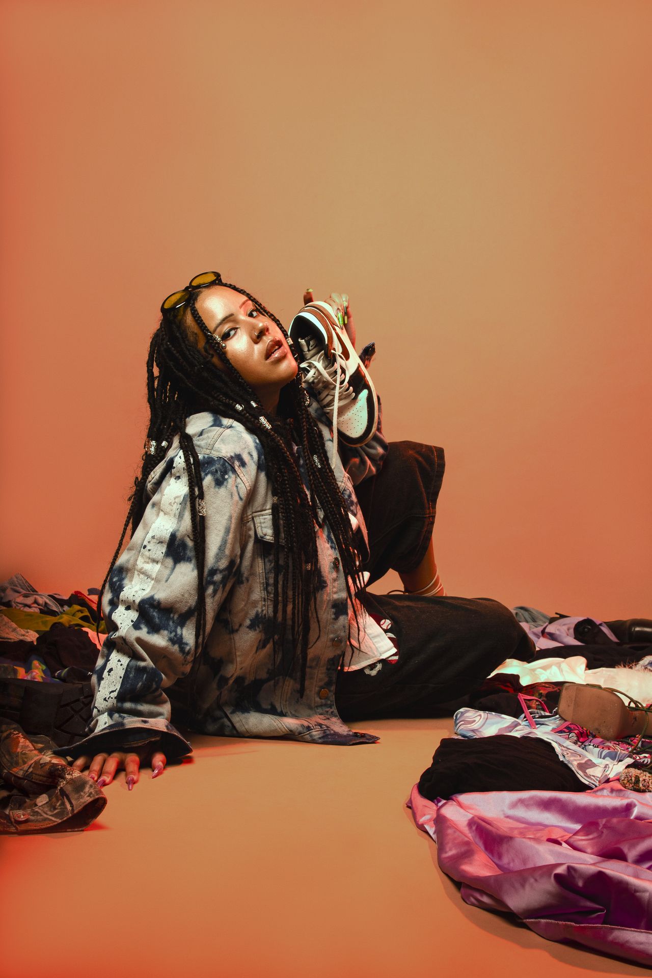 Editorial fashion photography in studio using light design