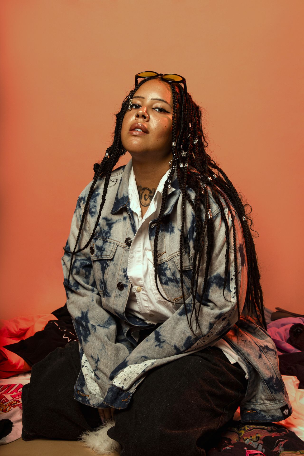 Editorial fashion photography in studio using light design