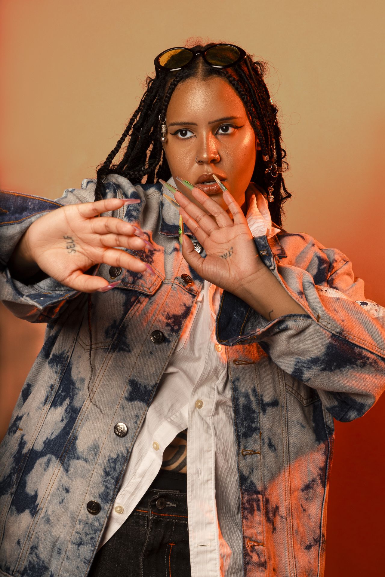 Editorial fashion photography in studio using light design