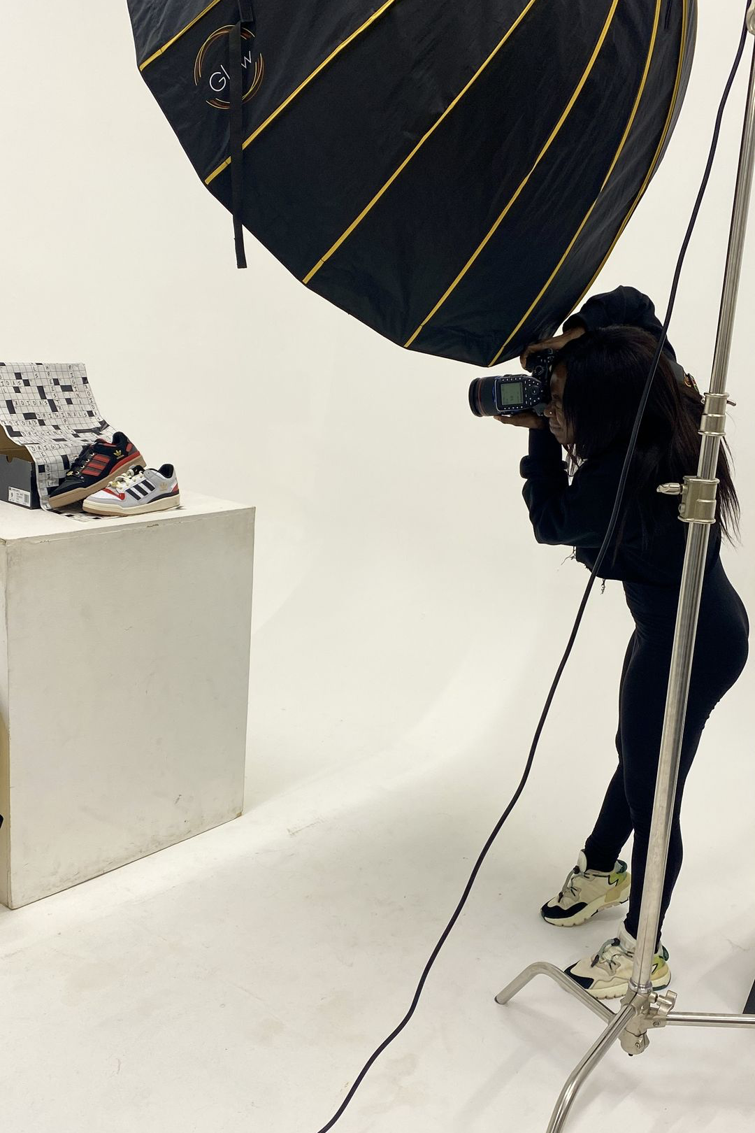 On set for Adidas with Toshia D